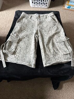 Leopard Cargo Shorts Y2K Streetwear Cheetah Print